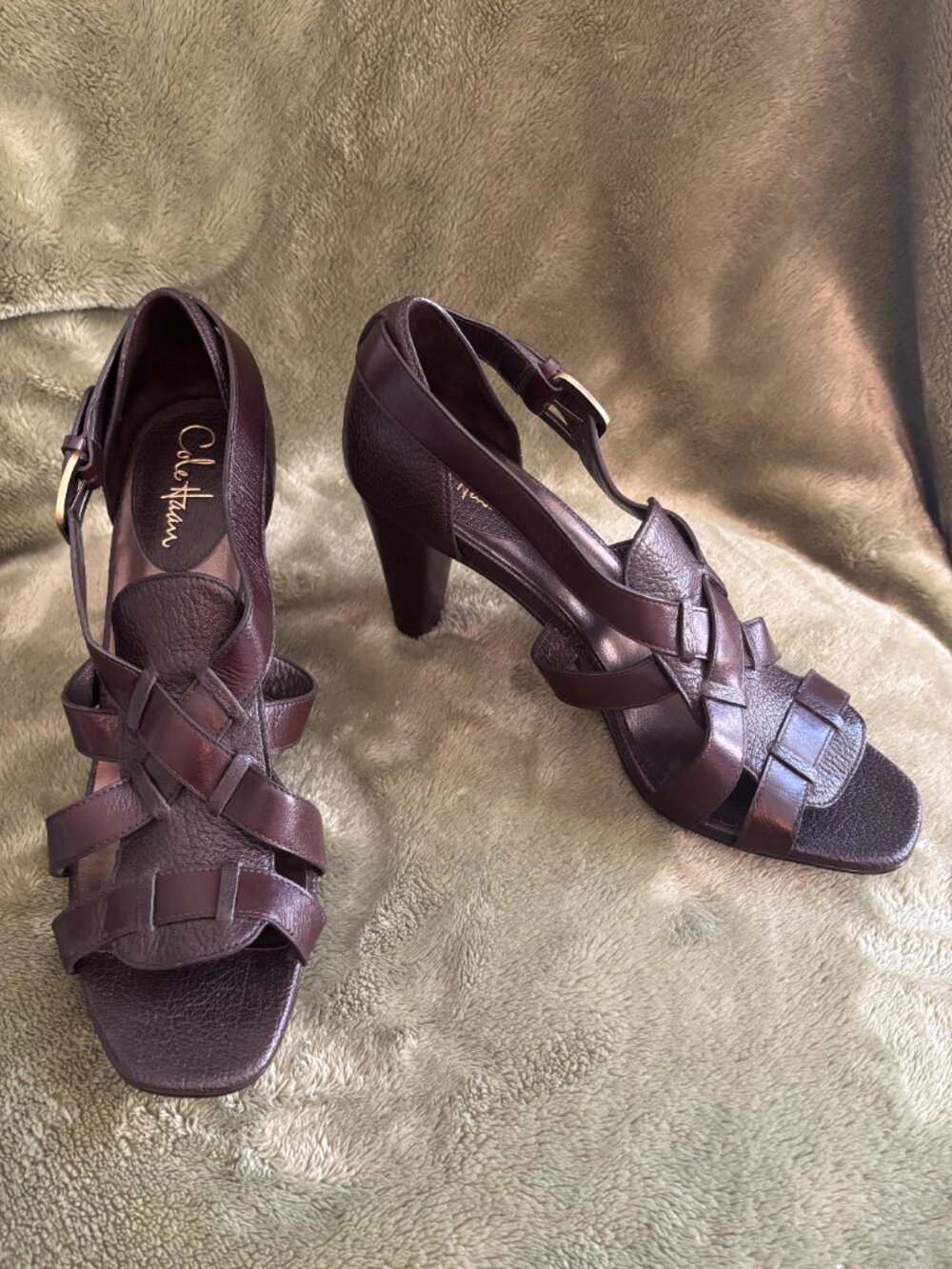 Cole Haan Nike Air Brown Leather Platform Sandals (Women's Size: 10 US)